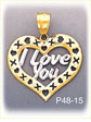 14Kt Two Color Gold I Love You Heart Charm