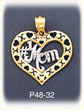 14Kt Two Color Gold #1 Mom Heart Charm