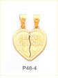 14K Gold Best Friends Heart Charm
