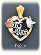 14K Tri Color Gold 15 Anos Heart CZ Charm