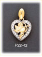 14K Two Color Gold Angel Heart CZ Charm