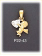 14K Two Color Gold Angel Holding Heart CZ Charm