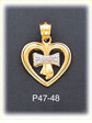 14K Two Color Gold Bow Heart Charm