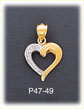 14K Two Color Gold High Polish Heart Charm