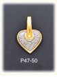 14Kt Two Color Gold Diamond Cut Heart Charm