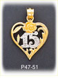 14K Two Color Gold 15 Heart Charm