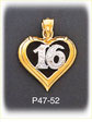 14K Two Color Gold 16 Heart Charm