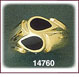 14K Gold Onyx Ring Double Teardrop