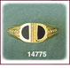 14K Gold Onyx Ring W/Gold Bead Detail