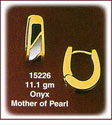 Charming 14K Gold Mother of Pearl & Onyx Huggie Earrings