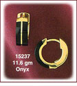 Round Double Striped 14K Gold Onyx Huggie Earrings