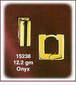 Bold Square 14K Gold Onyx Huggie Earrings