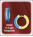 Glamorous Round 14K Gold Turquoise Huggie Earrings
