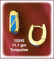 Teardrop Curve 14K Gold Turquoise Huggie Earrings