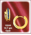 Enchanting Striped 14K Gold Opal Huggie Earrings