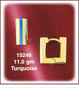 Sleek 14K Gold Turquoise Square Huggie Earrings