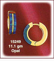 Stunning 14k Gold Round Opal Huggie Earrings