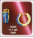 Vibrant Double Striped 14K Gold Opal Huggie Earrings