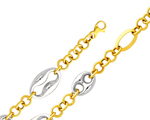 Dazzling 14K Two Tone Gold Fancy Mariner Anchor Chain Women's Bracelet