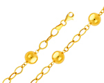 Fantastic 14K Yellow Gold Ball & Cable Link Chain Bracelet