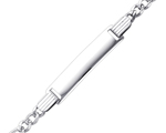 14K White Gold Pave 4.0mm Baby ID Figaro Bracelet