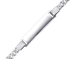 14K White Gold Pave 3.0mm Baby ID Concave Curb Bracelet