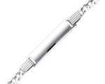14K White Gold 3.0mm Baby ID Concave Curb Bracelet