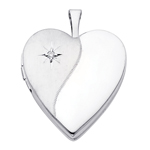 Elegant 14K White Gold Diamond-Accent Heart Locket Pendant 