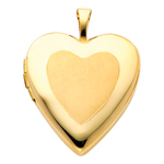 Fascinating 14K Yellow Gold Brushed Heart Locket Pendant