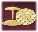 14K Gold Lattice Embossed Oval Cufflinks