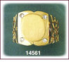 14K Gold Oval Mens CZ Signet Ring