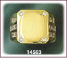 14Kt Gold Oval Men's CZ Signet Ring
