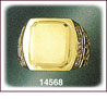 14K Gold Rectangle CZ Signet Ring