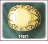 14K Gold Oval CZ Men's Signet Ring