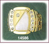 14K Two Tone Gold Rectangle CZ Signet Ring