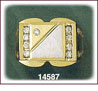 Men's 14K Two Tone Gold Square CZ Signet Ring