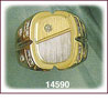 Mens 14Kt Two Tone Gold Oval CZ Signet Ring