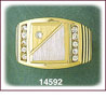 Mens 14K Two Tone Gold Square CZ Signet Ring