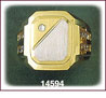 Men's 14K Two Tone Gold Rectangle CZ Signet Ring