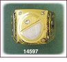 Mens 14K Two Tone Gold Oval CZ Signet Ring
