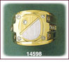 14K Two Tone Gold Mens Oval CZ Signet Ring