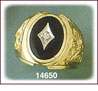 14K Gold Diamond Oval Onyx Ring