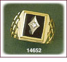 14K Gold Diamond Square Onyx Ring