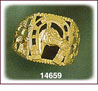 14K Gold Square Horse Shoe Onyx Ring