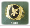 14K Gold Eagle Oval Onyx Ring