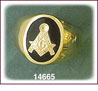 14K Gold Masonic Designer Onyx Ring
