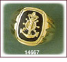 14K Gold Crucifix Anchor Onyx Ring
