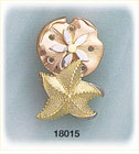 14Kt Tri Color Gold Starfish & Sand Dollar Nautical Slide