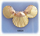 14K Tri Color Gold Scalloped Seashells Nautical Slide