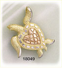 14K Tri Color Gold Nautical Sea Turtle Slide